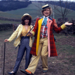Nicola Bryant with Colin Baker in Doctor Who