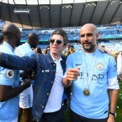Noel Gallagher with Manchester City manager Pep Guardiola