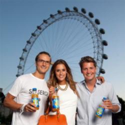 Oliver Proudlock, Lucy Watson and Stevie Johnson at the Oasis Mango Medley launch