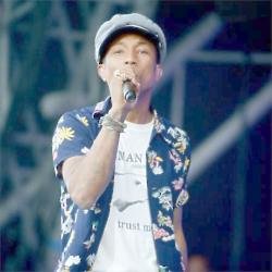 Pharrell Williams onstage at Glastonbury Festival