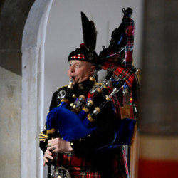 Pipe Major Paul Burns playing at Queen Elizabeth's State Funeral