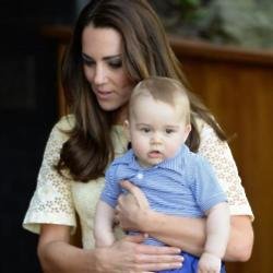 Britain's Prince George with the Duchess of Cambridge