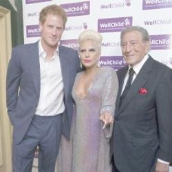 Tony Bennett with Lady Gaga and Prince Harry at the first of their Royal Albert Hall concerts