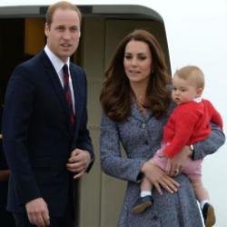 Britain's Duke and Duchess of Cambridge with Prince George