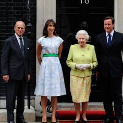 David Cameron (R) with the Queen, Prince Philip and his wife, Samantha