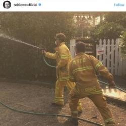 Rob Lowe hoses down Santa Barbara home (c) Instagram 