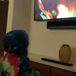 Stormi Webster watches Super Bowl (c) Instagram 