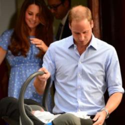 The Duke and Duchess of Cambridge leaving hospital with Prince George