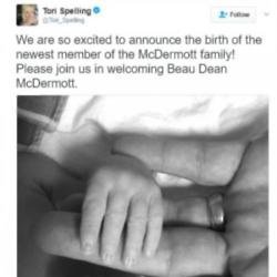 Tori Spelling's birth announcement (c) Twitter