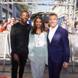 Tosin Cole (left) with Mandip Gill and Bradley Walsh