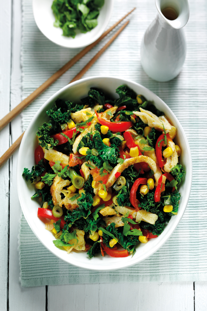 Asian Chopped Omelette With Kale & Peppers