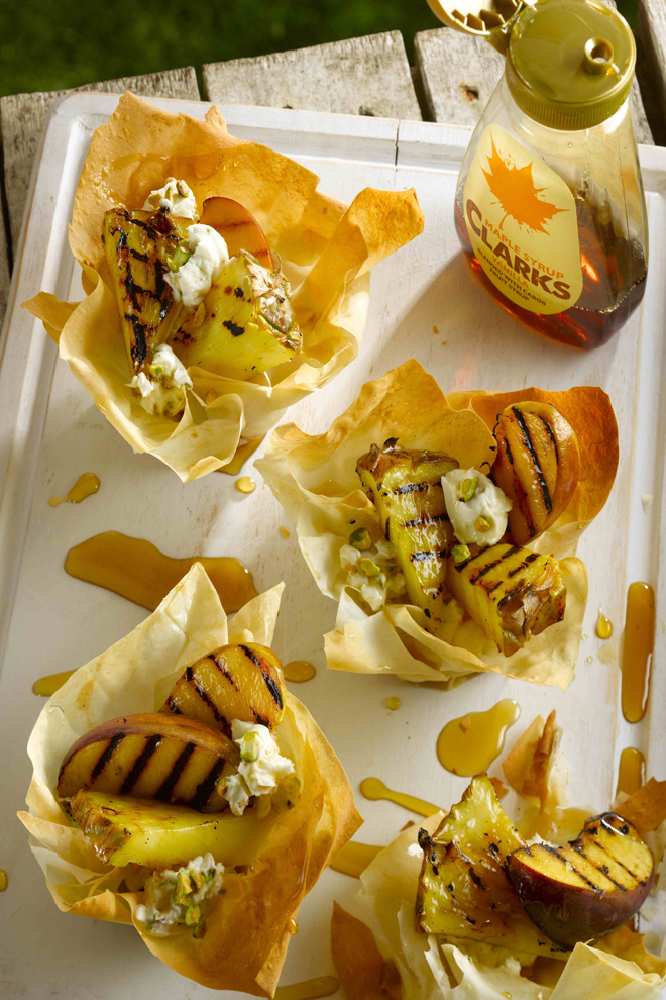 Barbecued Fruit with Maple Syrup and Rum Drizzle