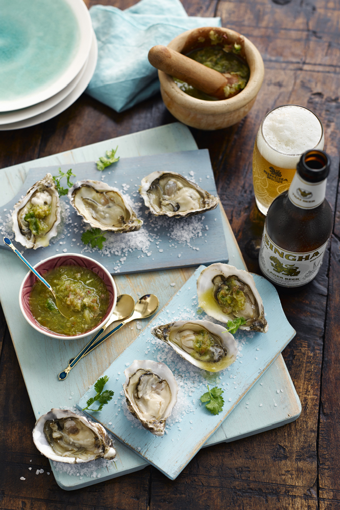 Oysters With Green Nam Jim Sauce