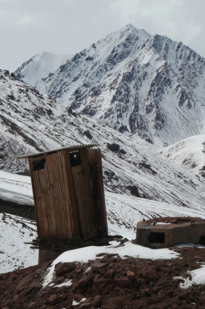 While some conveniences chronicled in Toilets of the Wild Frontier are so sickening you wouldn’t venture in without gloves and a gas mask, others, such as this hut on a mountain in Tajikistan, are an awe-inspiring spectacle.