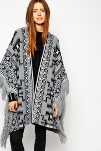 ASOS Blanket Cape In Pattern With Fringing