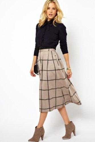 ASOS Full Midi Skirt in Squared Check Print – Buy Now!