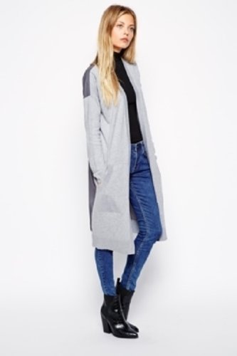 ASOS Longline Cardigan With Woven Back In Fine Knit