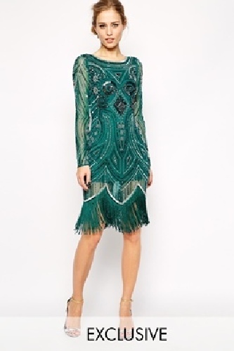 Frock and Frill All Over Embellished Dress with Tassel Hem