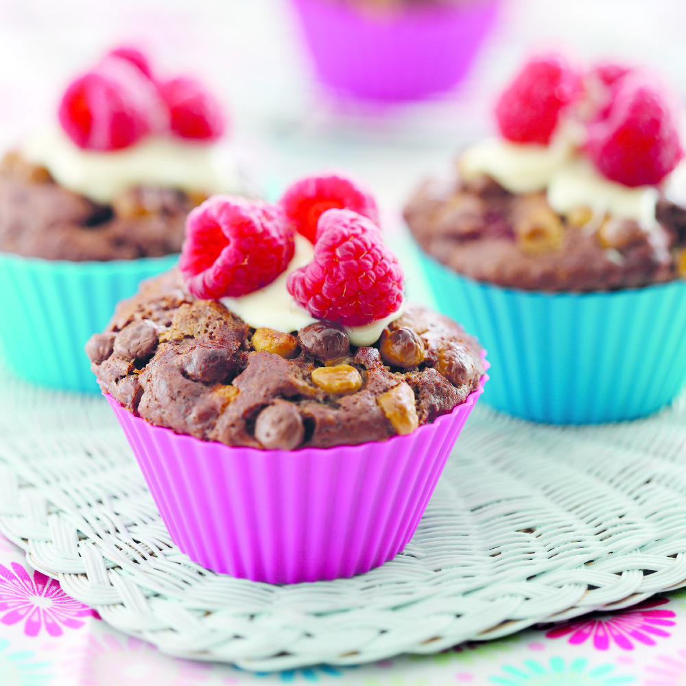 Triple Chocolate Raspberry Muffins
