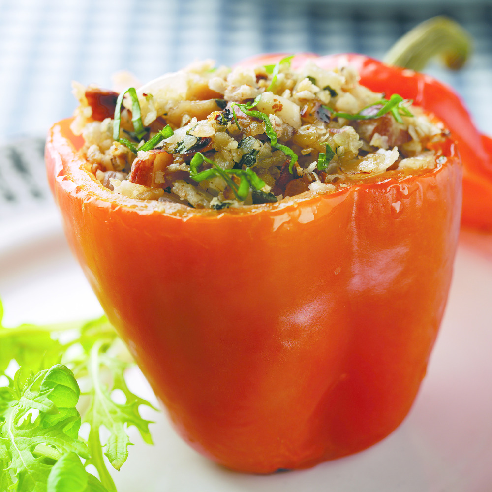 Vegan Baked Peppers with Oaty Nut Stuffing