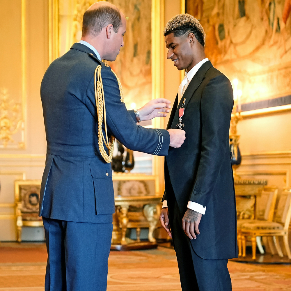 Marcus Rashford MBE receiving his award from Prince William / Photo credit: PA Images