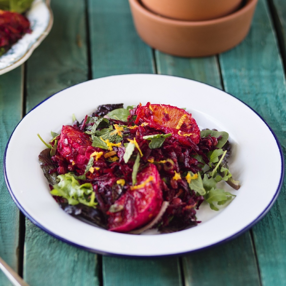 Raw Beetroot, Lentil and Mint Salad with Orange Dressing