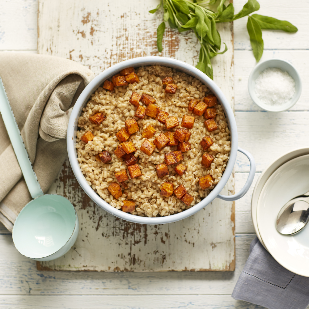 Pearl barley and roasted butternut squash risotto