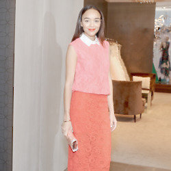 Ashley Madekwe looks beautiful in her spring lace look