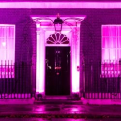 Downing Street was turned pink this morning