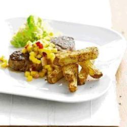 Cajun-style steak and homemade chunky chips recipe