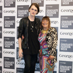 Gareth Pugh with Hilary Alexander at Graduate Fashion Week