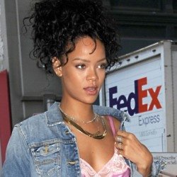Rihanna visits an office in Midtown, New York City