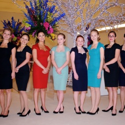 All hostesses are outfitted in the stunning designs