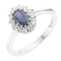 White Gold Diamond and Sapphire Ring