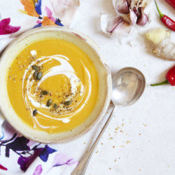Squash and Coconut Soup with Toasted Hemp Seeds