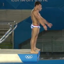 Tom Daley performing at the Olympics