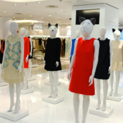 Kitty-cat mannequins are a part of the presentation 